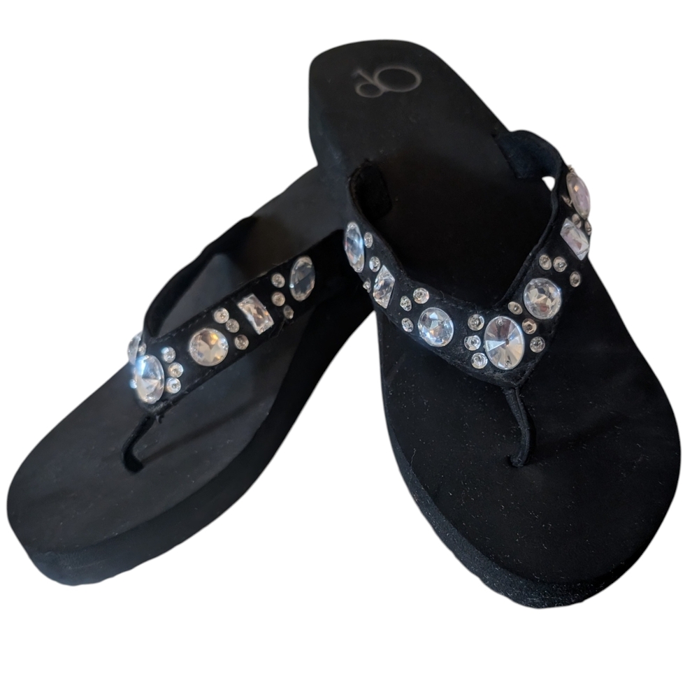 Elegant Black Rhinestone Sandals